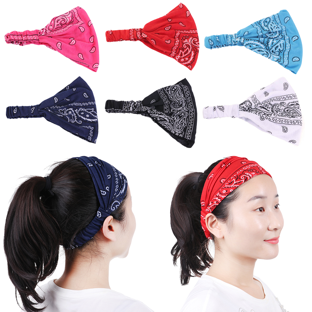F8C503Y Fashion Sport Yoga Cover Your Hair Head Wrap Bandana Headband Wide Hairband Women Turban Cap Head Wrap