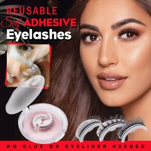 Gambar Fake Eyelashes Natural Curly Reusable Self adhesive False Eyelashes 3D Mink