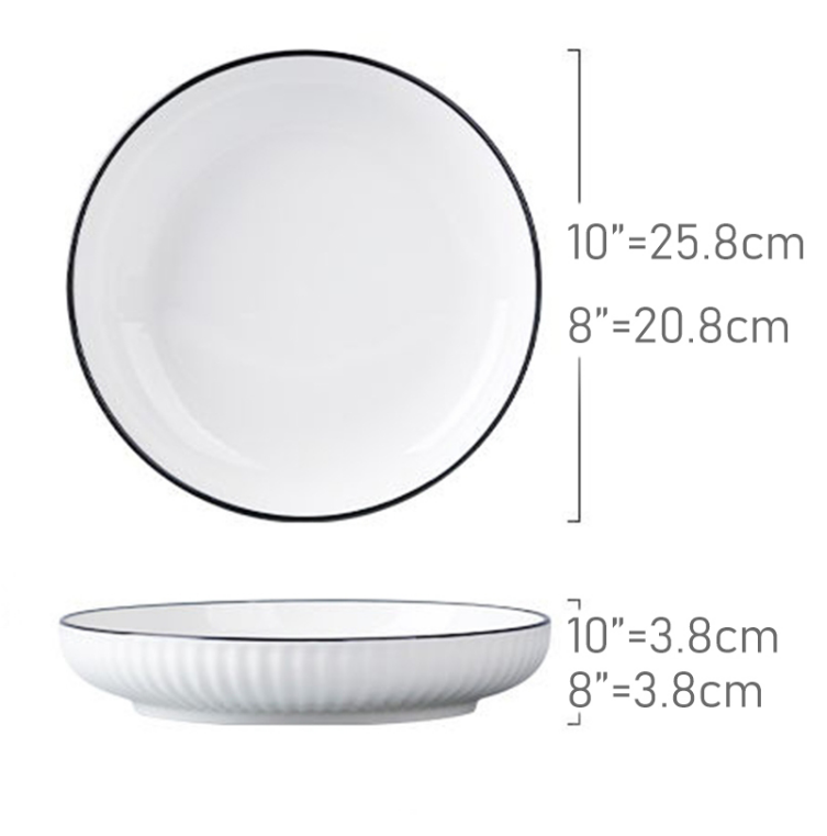 Steak Round Dinner Plates Japanese Style Black Ceramic Dinner Plate Hotel Crockery Salad Lunch Dish Tray Restaurant Tablewares - 15 - View #3