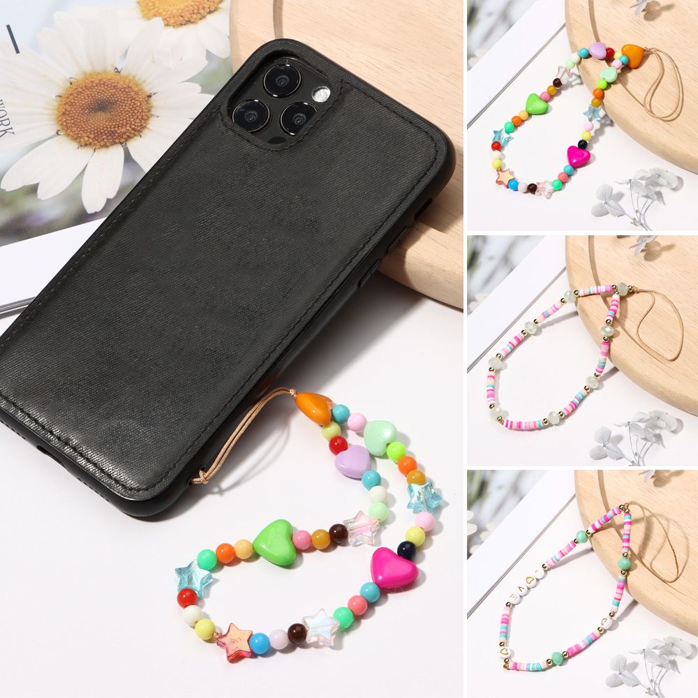 NQMODL SHOP Fashion Simple Acrylic Bead Anti-Lost Cell Phone Case Hanging Cord Mobile Phone Strap Lanyard Soft Pottery Rope Phone Chain