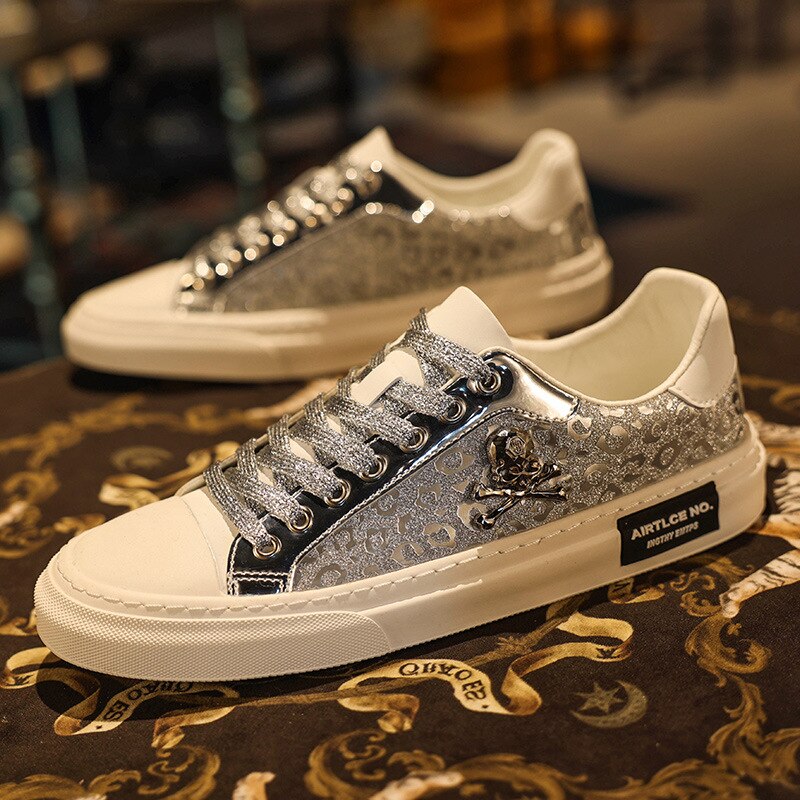 Giày cho nam thường ngày Giày đường phố tinsel sọ căn hộ Giày trượt ván xu hướng thời trang sneakers chạy bộ văn phòng Giày thể thao cho nam