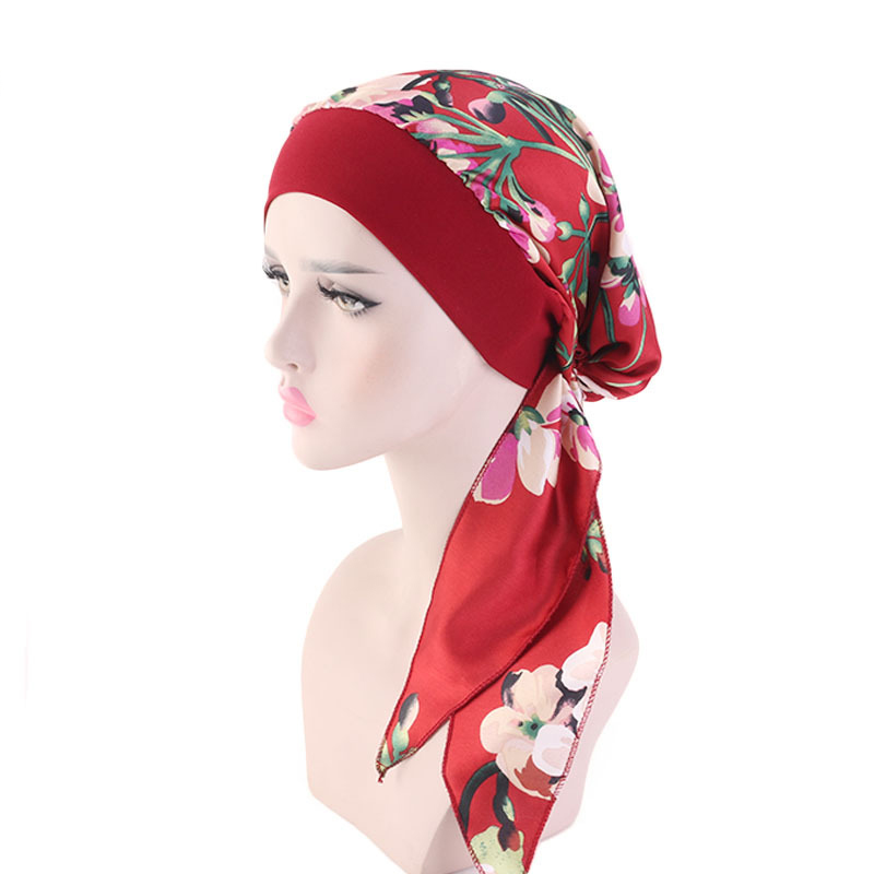 Caile ผู้หญิงมะเร็งผ้าพันหัว Chemo หมวกผมร่วงหมวก Pre-Tied Headwear ผ้าพันคอใหม่