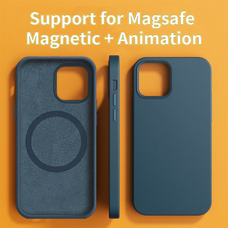 With Logo Leather Magnetic Macsafing Case For IPhone 12 13 Pro Max Mini 12Pro Magsafe With Animation Back Cover For Wireless Charging