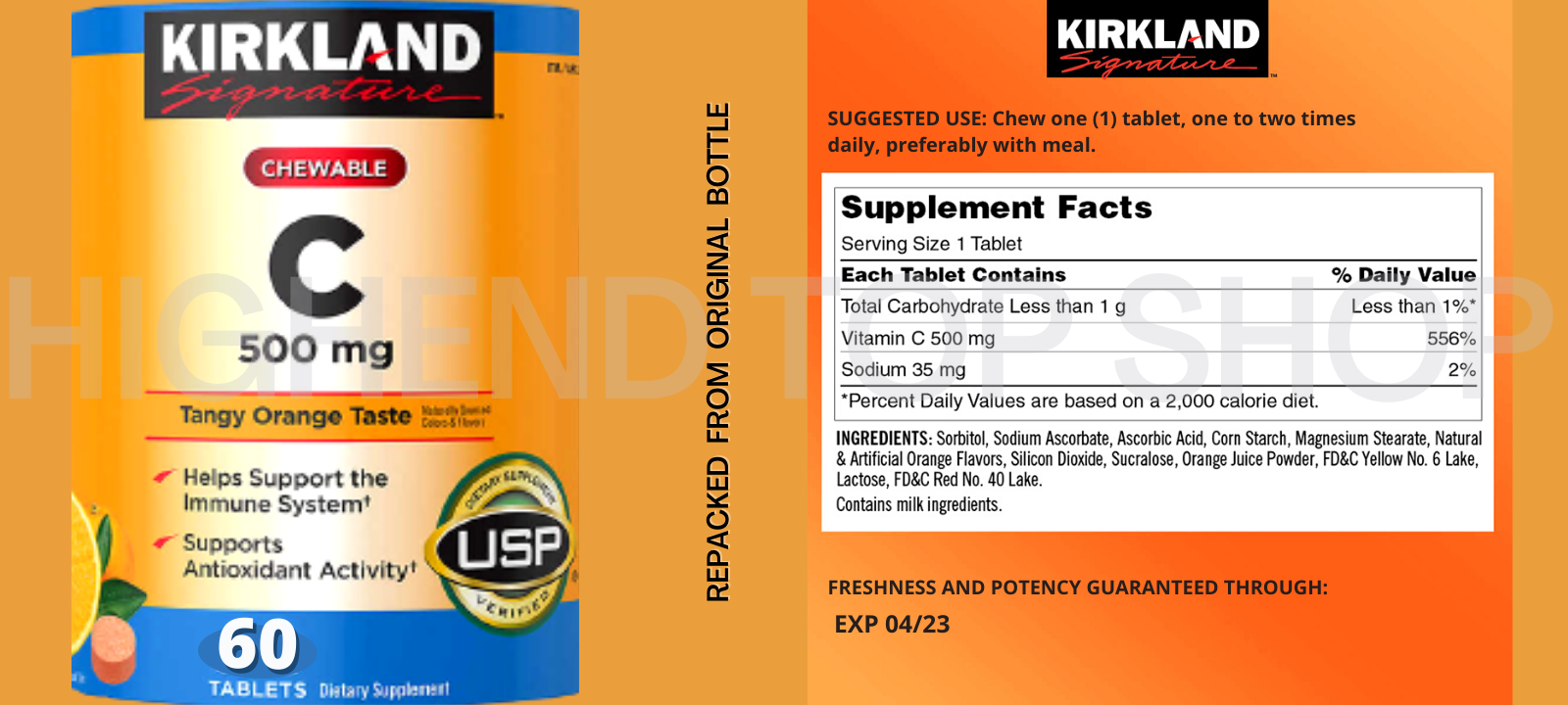 60 Tablets Kirkland Chewable Vitamin C 500 Mg Authentic Lazada Ph
