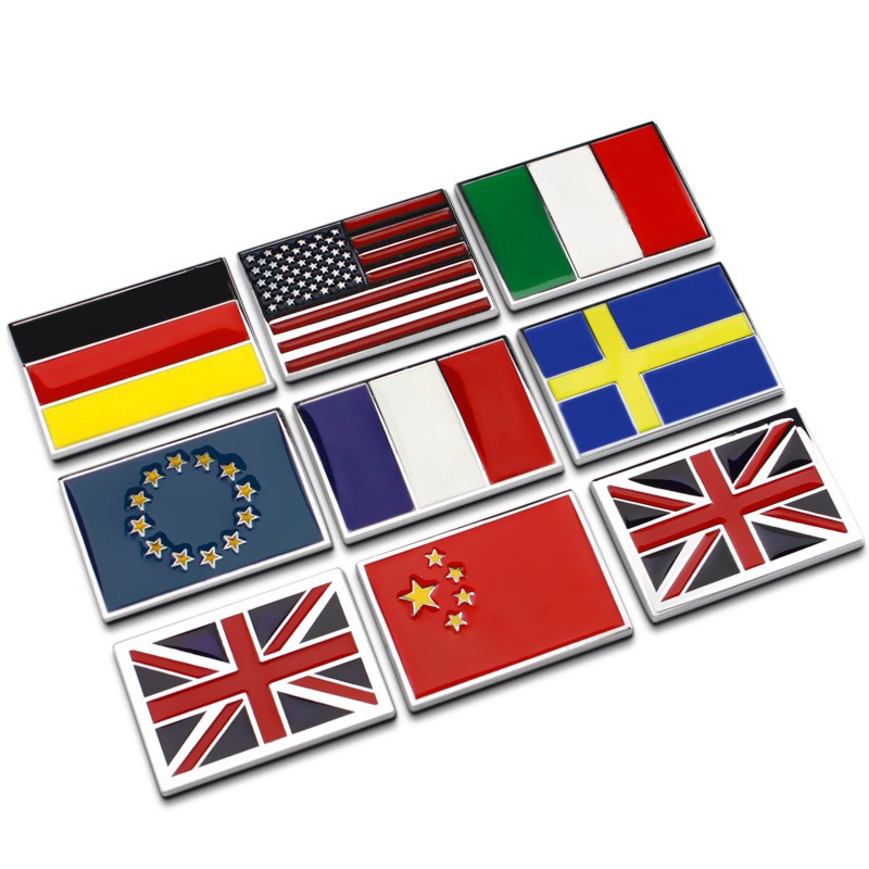 Car decoratio Germany British Italy France National Flag Metal Car Sticker for Suzuki Volvo KIA Embl