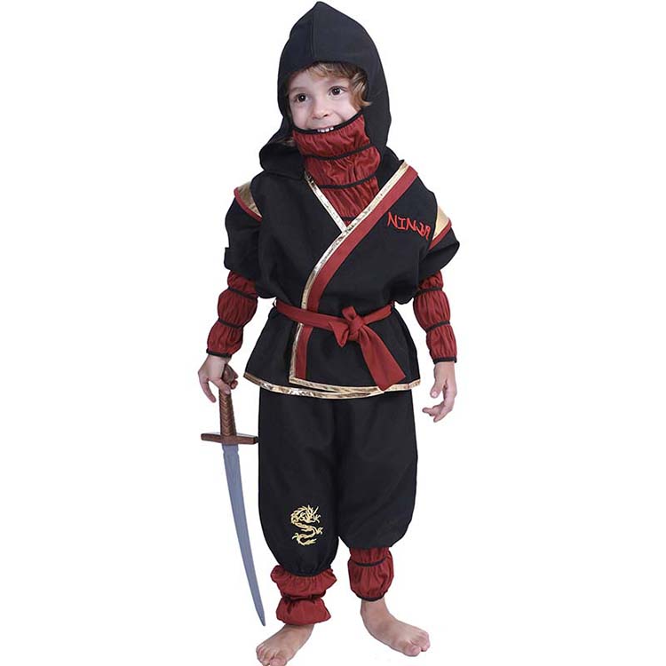 Trẻ em Halloween Hai mảnh Ninja Chiến binh Trang phục Đen
