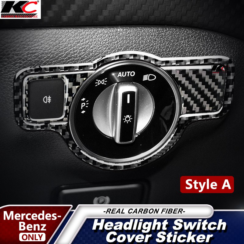 Hysssss miếng dán carbon công tắc đèn báo nguy hiểm cho xe hơi mercedes-benz cla a w176 w204 gla c300 c350