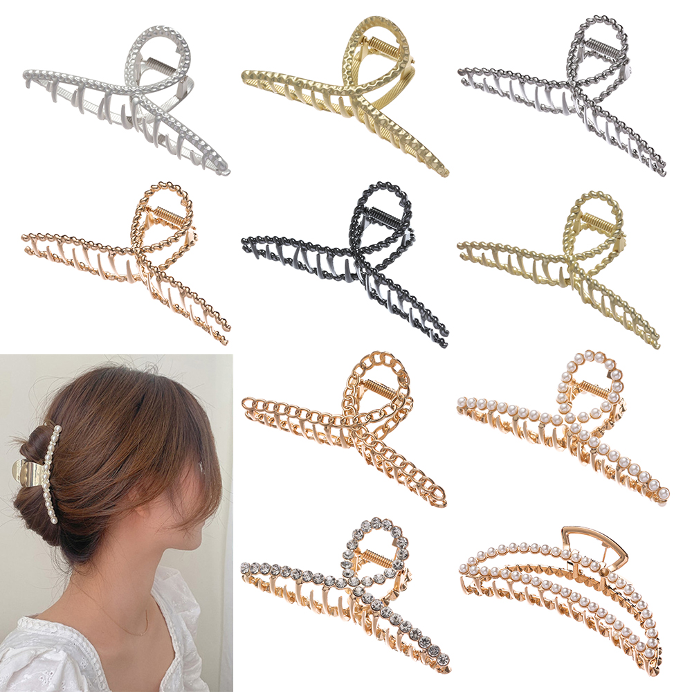 SIKONG Fashion Shiny Rinestone Non Slip Hair Accessories Pearl Hair Clips Hairpin Hair Claws Barrette