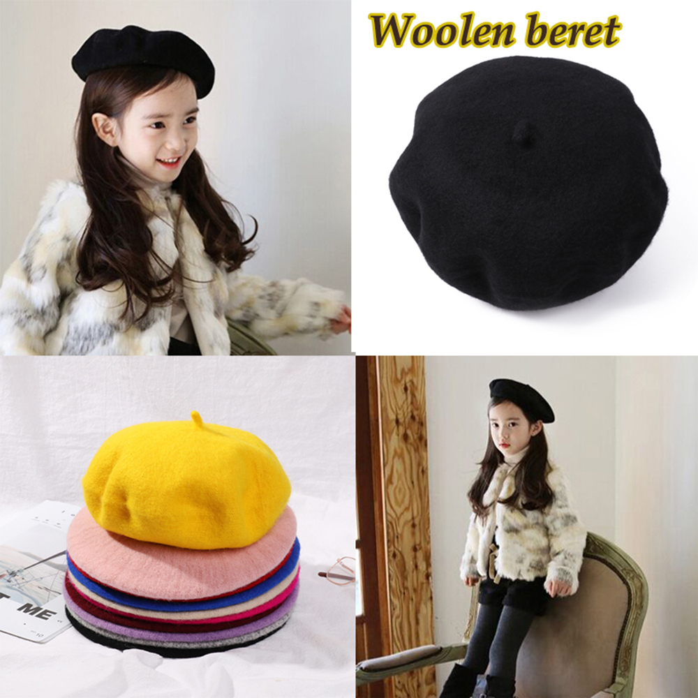 JUICYPEACHNU Girls Beanie Parent-Child Winter Warm Pumpkin Felt Headgear Wool Beret Cap Autumn Hat Felt Berets