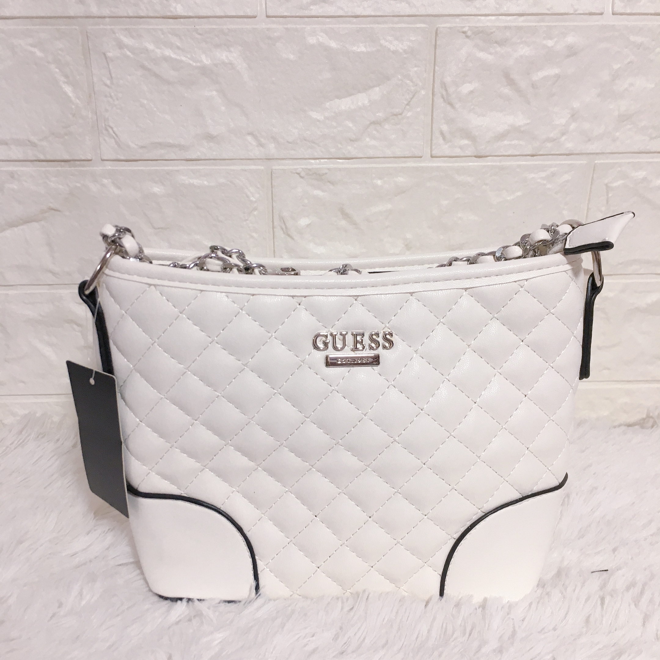 guess white sling bag