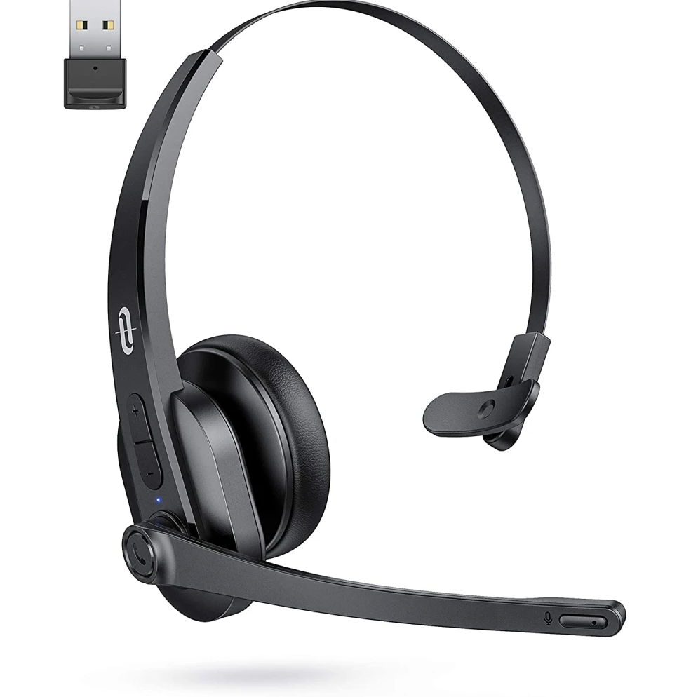 TaoTronics 34h Playtime Lightweight Bluetooth Wireless Mono Headset with AI Noise Reduction Technology TT BH041