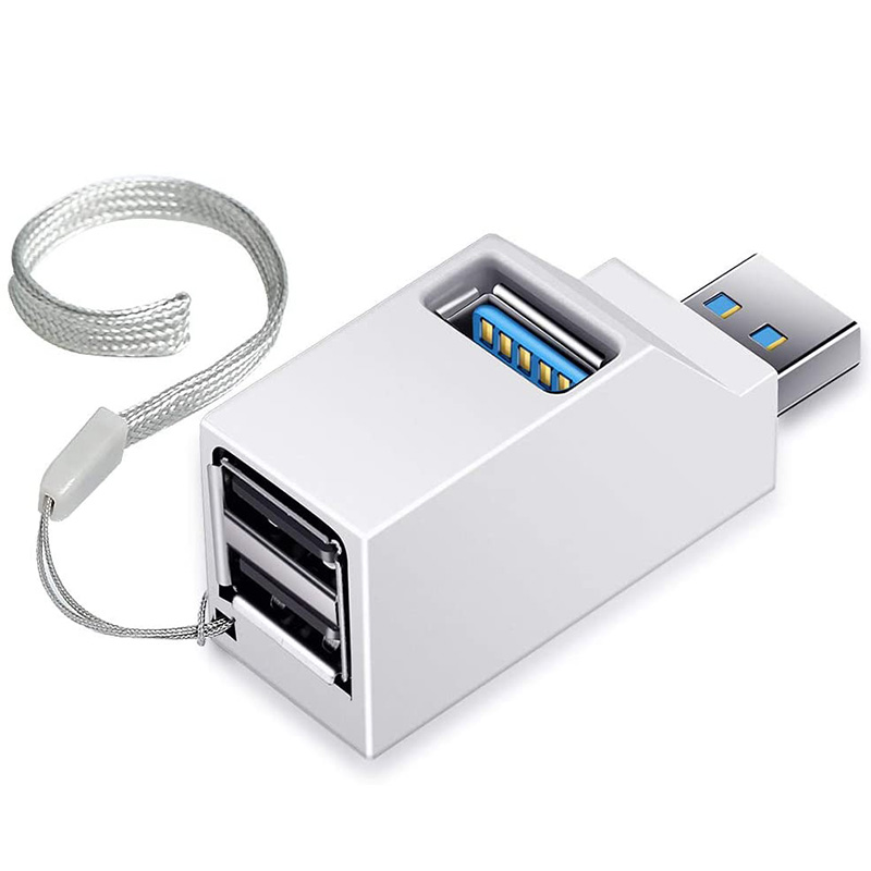 Mini 3-Port USB 3.0 Hub การถ่ายโอนข้อมูลความเร็วสูง Splitter และอะแดปเตอร์สำหรับแล็ปท็อปพีซีและเดสก์ท็อป