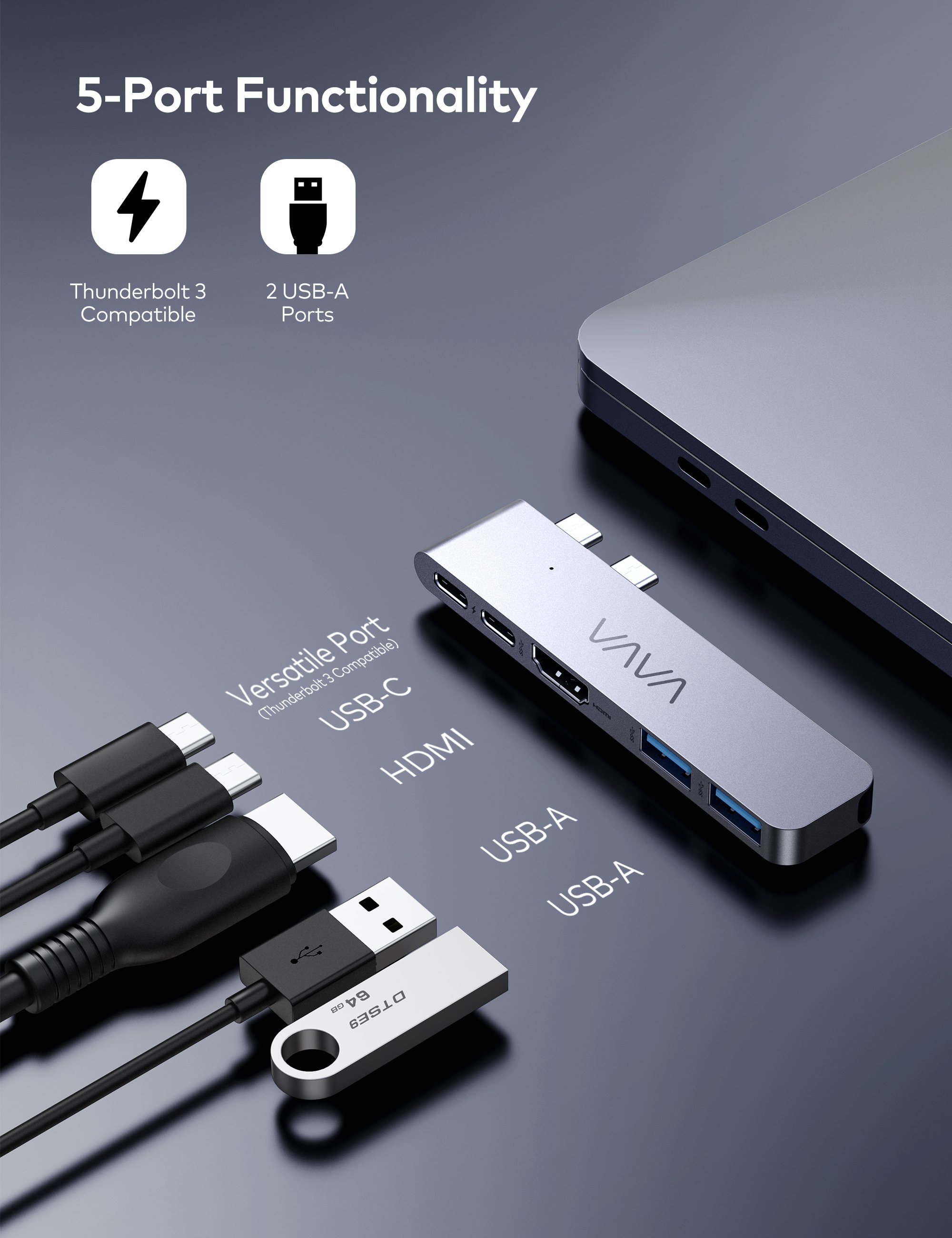 USB Type C hub with 2 HDMI ports 