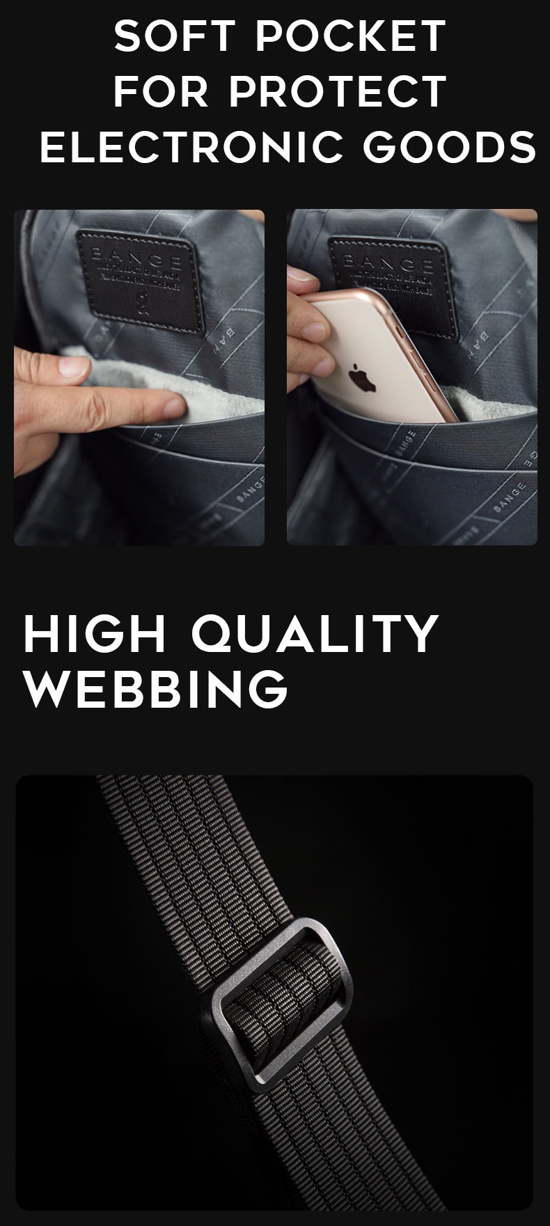 Gadgetoo 7353 Bange Premium Quality Bag Crossbody Bag Anti Theft Ykk Zipper Water Repellent Fabric Tablet Bag Travel Office School Work Daily Bag Chest Bag Shoulder Bag