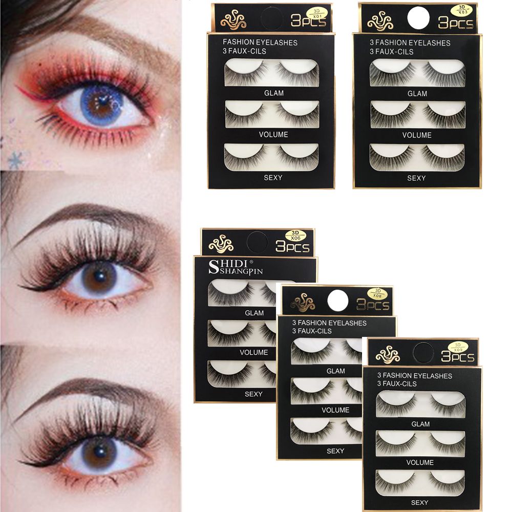 WEANBU7สีดำหนานุ่มยาวจริง100% 3D ปริมาณธรรมชาติขนตาปลอม Fake Eye Lashes แต่งหน้า Mink