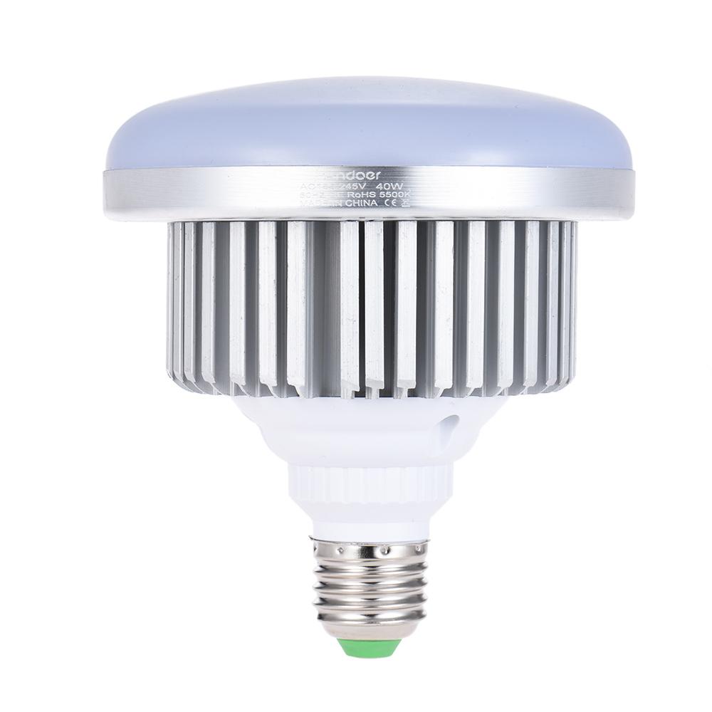 Andoer bóng đèn led tiết kiệm năng lượng e27 40w ánh sáng trắng mềm 5500k, dành cho studio ảnh chiếu sáng thương mại tại nhà