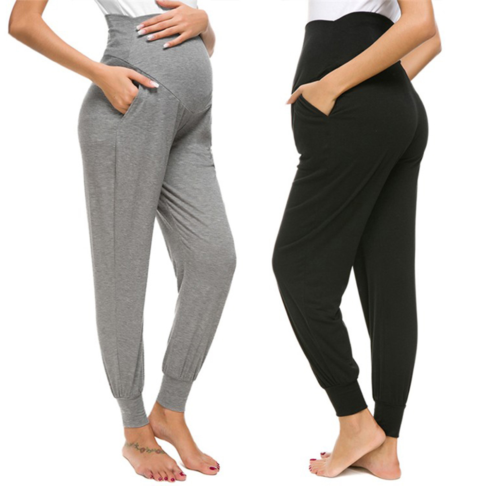 CAEWE ผู้หญิงกางเกงเข้ารูปกางเกงตั้งครรภ์ Belly ข้อเท้ากางเกงคุณแม่กางเกงโยคะกางเกงฮาร์แลนกางเกงลำลอง