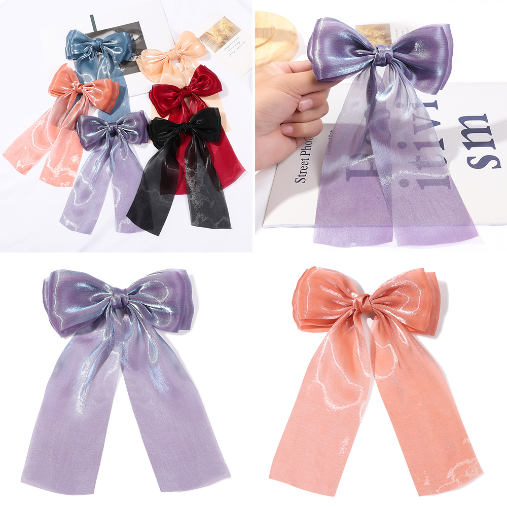 F8C503Y for Girls Women Hair Accessories Ponytail Holders Satin Ribbon Elastic Hairclips Tiara Knot Hair Barrettes Shimmer Hair Scrunchies