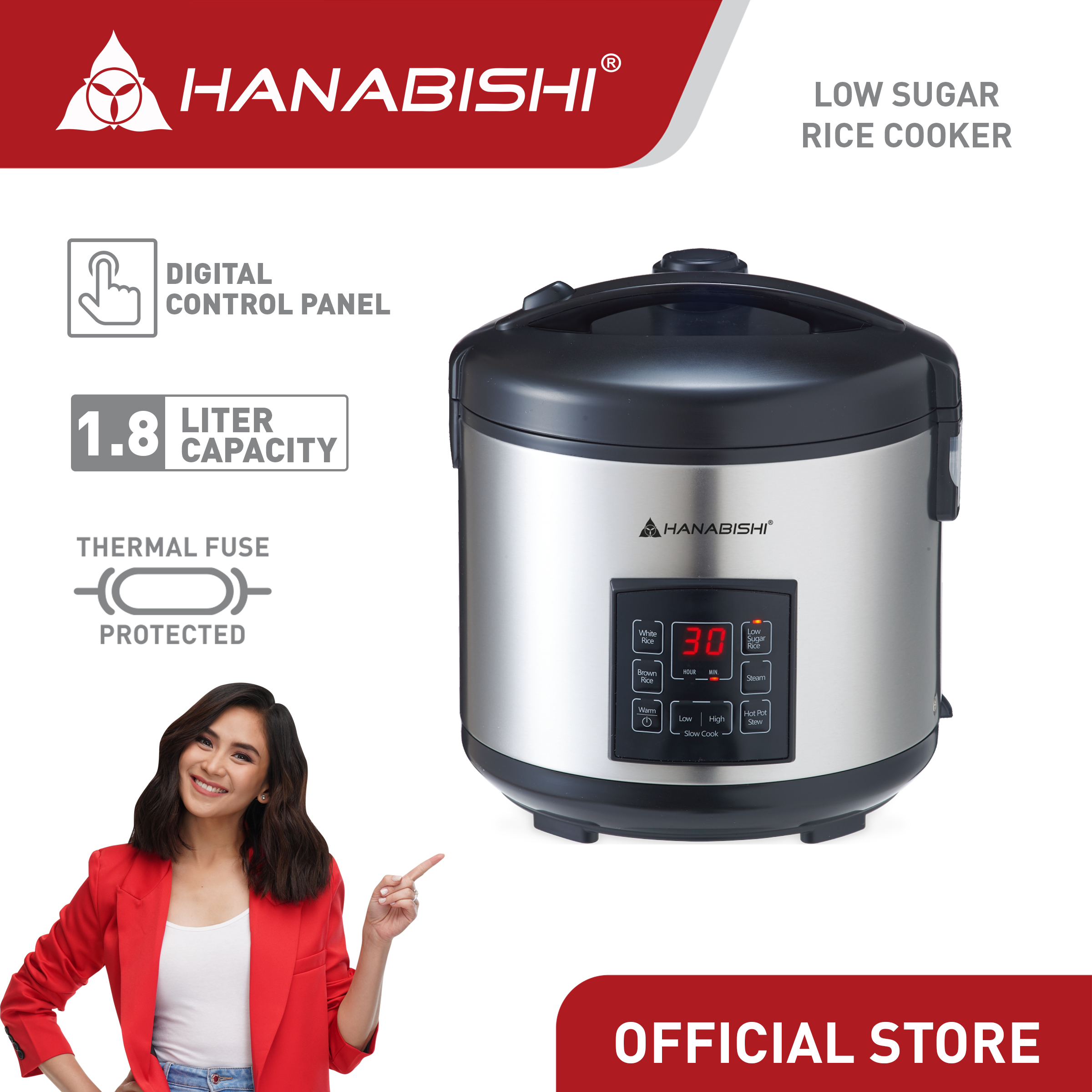 Hanabishi Rice Cooker Black series (1L, 1.5L, 1.8L & 2.8L) HHRC BLK