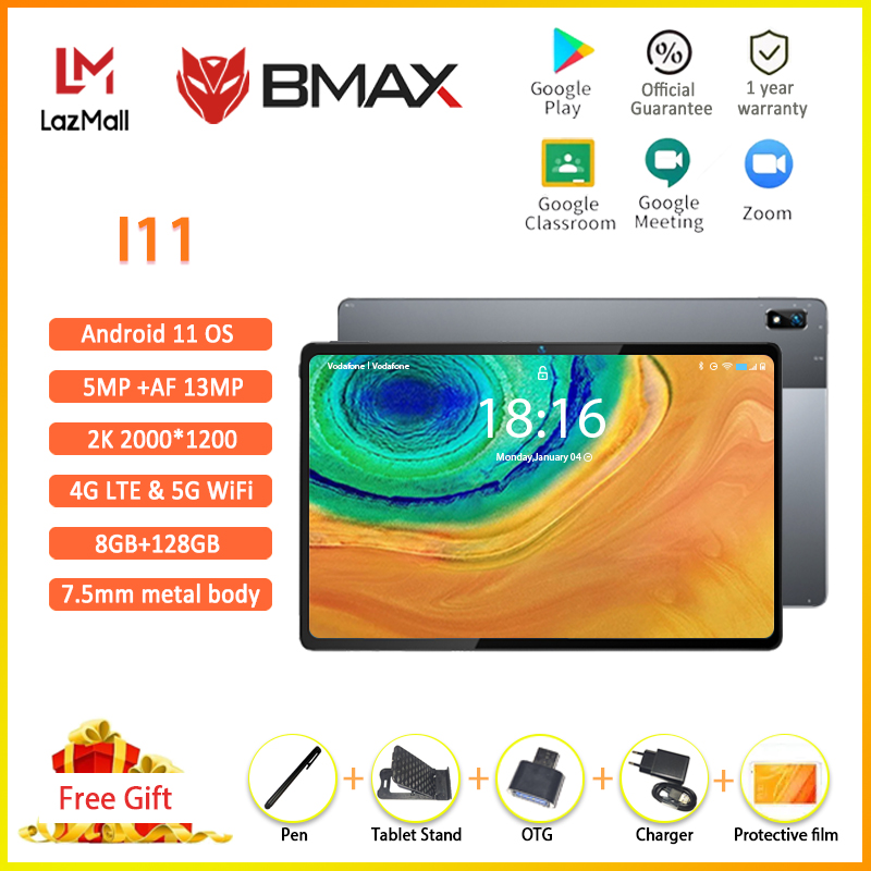 【Online Course】BMAX I11 Brand New 10.4inch Tablets Android 11 incell 2K  Screen 2000*1200 8GB RAM 128GB ROM 4G LTE Dual SIM Card slot 5G Wifi Tablet  Dual Camera 13MP+5MP Type-c 6600mAh Battery tablets ...