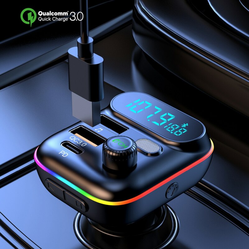 Bộ Phát FM Bộ Phụ Kiện Xe Hơi Không Dây Bluetooth Bộ Sạc Nhanh Xe Hơi USB Kép Hsfree 3.1A Thẻ TF Nhạc MP3 Đĩa U AUX Nhiều Màu Sắc