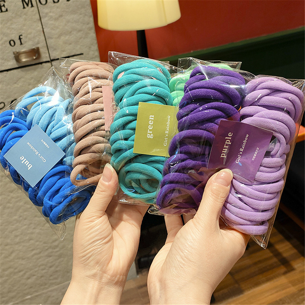 BUBBLE FASHION Fashion Solid Color Headband Scrunchie Headwear Rubber Band Ponytail Holder Hair Bands