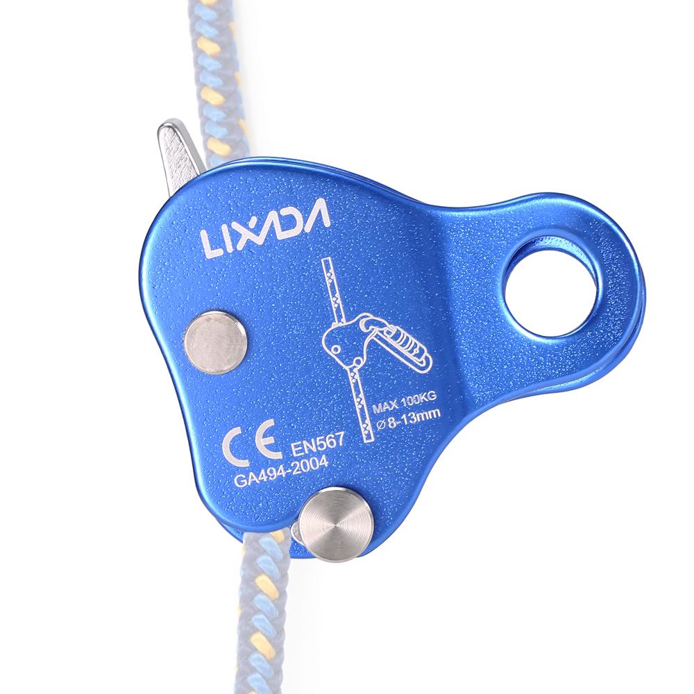 Lixada ปีนเขาป้องกัน Ascender 220LB ปีนเขาอุปกรณ์บีเลย์เชือก Grip กลางแจ้งปีนเขา Rigging 8-13มม. เชือก