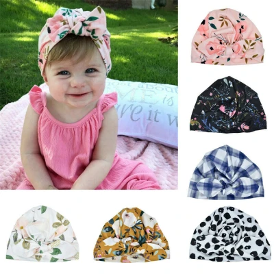 【COD&Ready Stock】Elastic Floral Print Beanie Hat Infant Turban Hat Cotton Baby Headband (5)