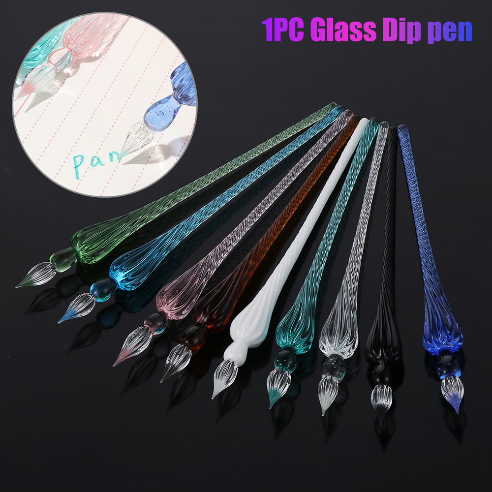 HELUVK 1PC Handmade Calligraphy Dipping Signature Glass Dip Pen Filling Ink Painting Supplies Fountain Pen