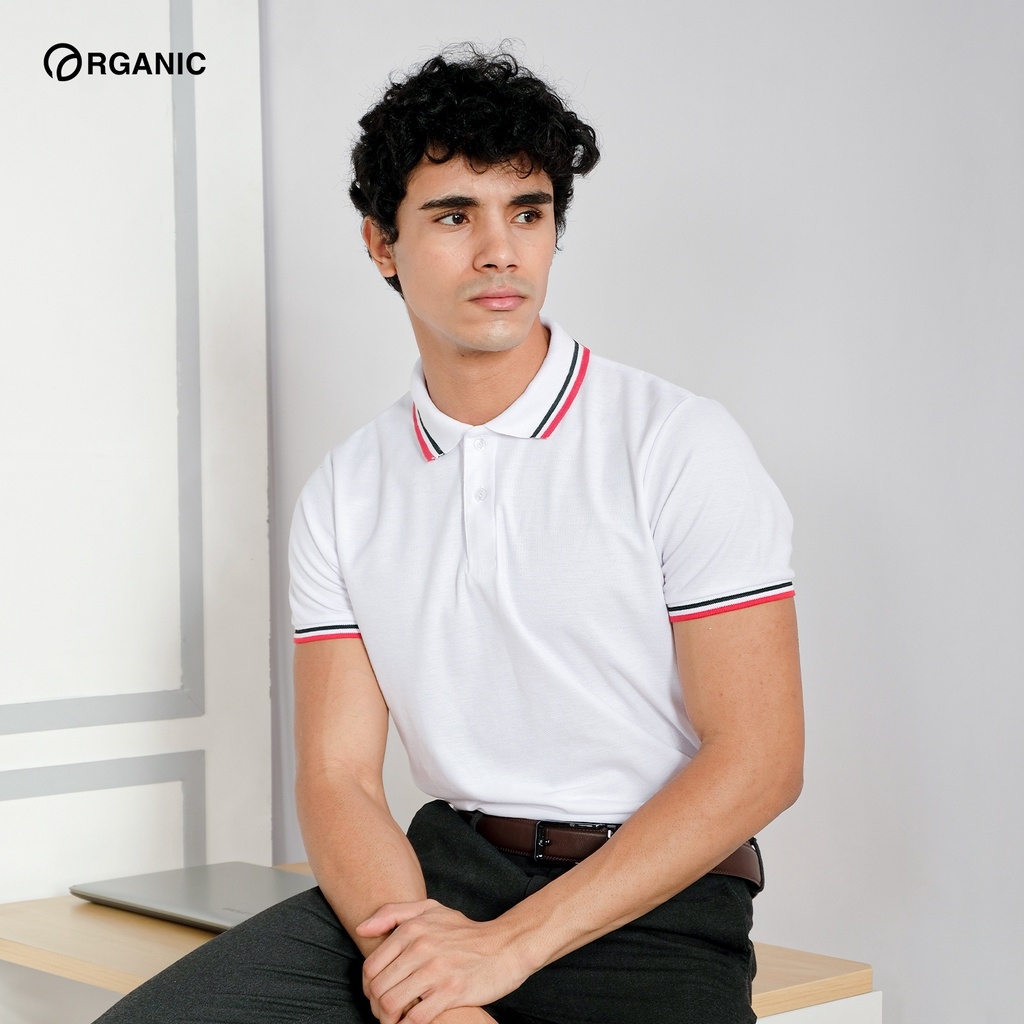 Organic Cotton Lined Polo Shirt For Men Honeycomb Black White