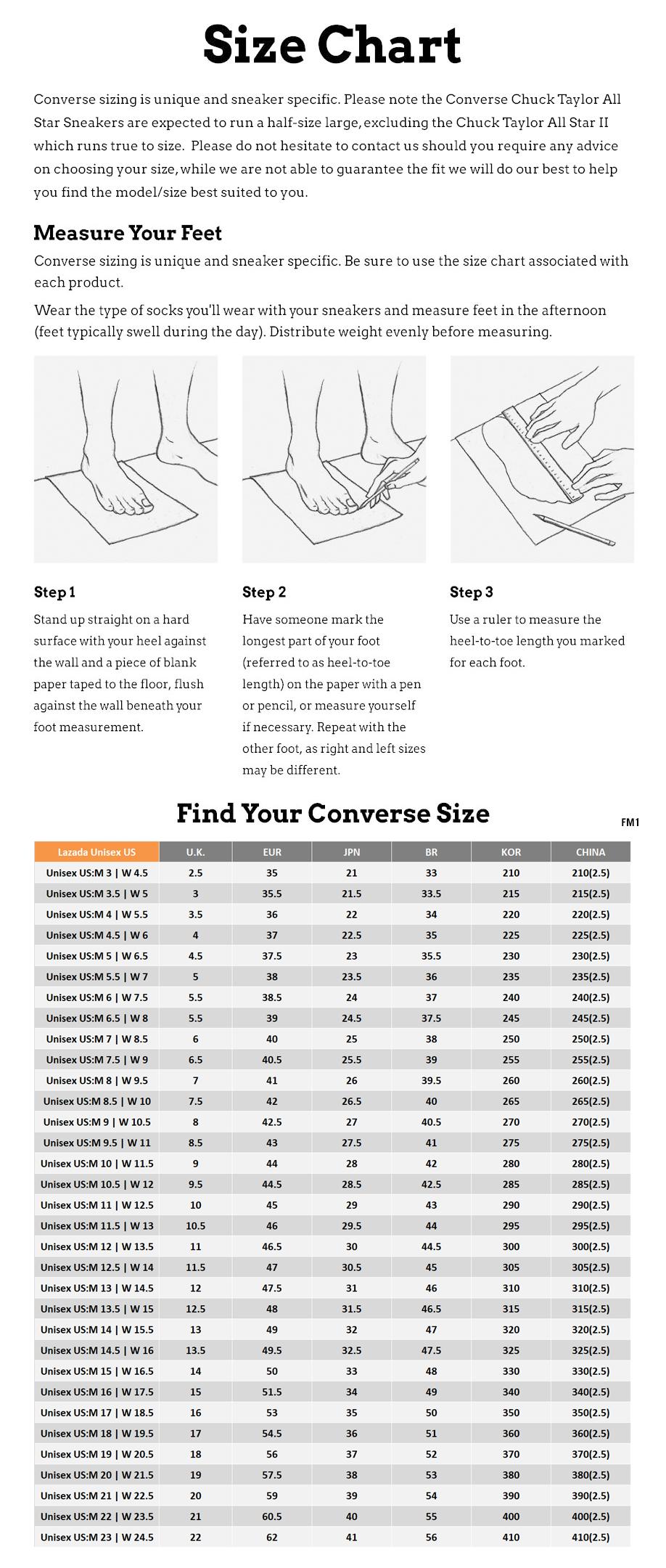 converse jack purcell size chart - 51 
